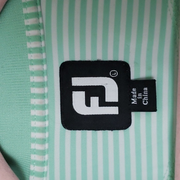 Foot joy mint green striped polo shirt, golf, summer, men's large. - Picture 5 of 7